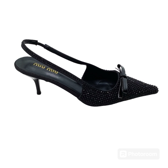 🆕{Miu Miu} Sling Back Beaded Heels - Picture 3 of 13